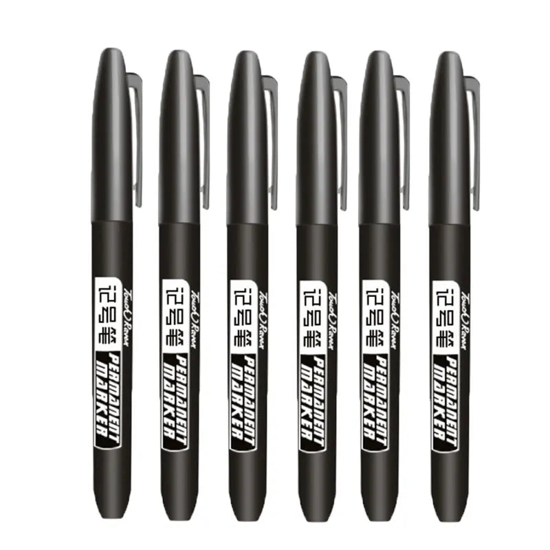 6PCs/Set Permanent Marker Pen Fine Point Waterproof Markers Thin Nib Crude Nib Black Blue Red Ink 1.5mm Fine Color Marker Pens