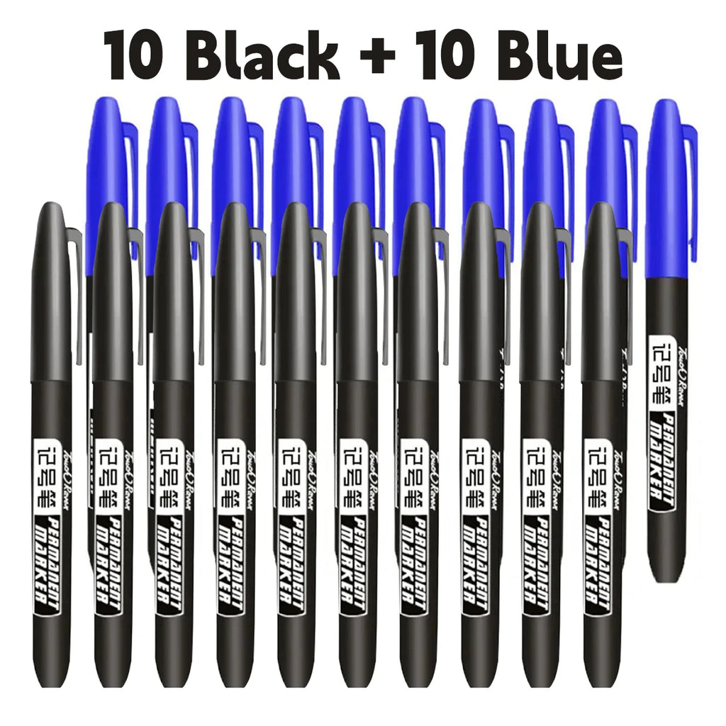 6PCs/Set Permanent Marker Pen Fine Point Waterproof Markers Thin Nib Crude Nib Black Blue Red Ink 1.5mm Fine Color Marker Pens